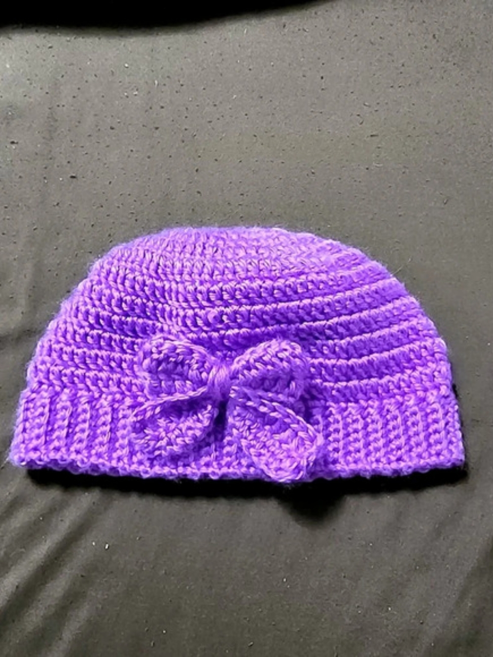 Purple Crochet Bow Hat